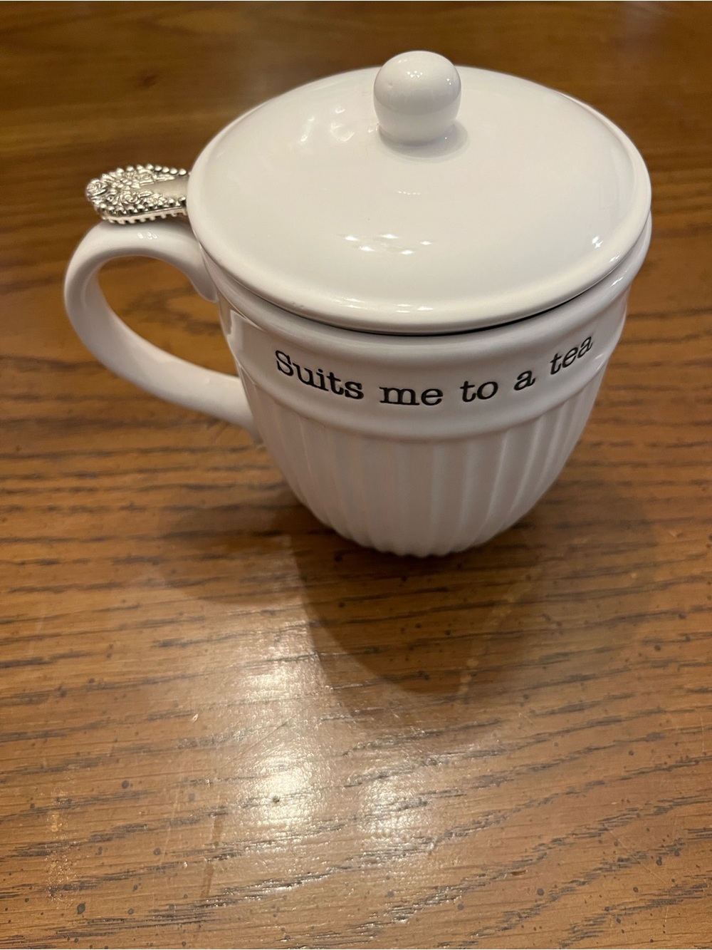 Mud Pie debossed fluted ceramic tea mug set